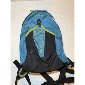 LL Bean Hiking Backpack Teal Floral Embroidered Daypack active bookbag